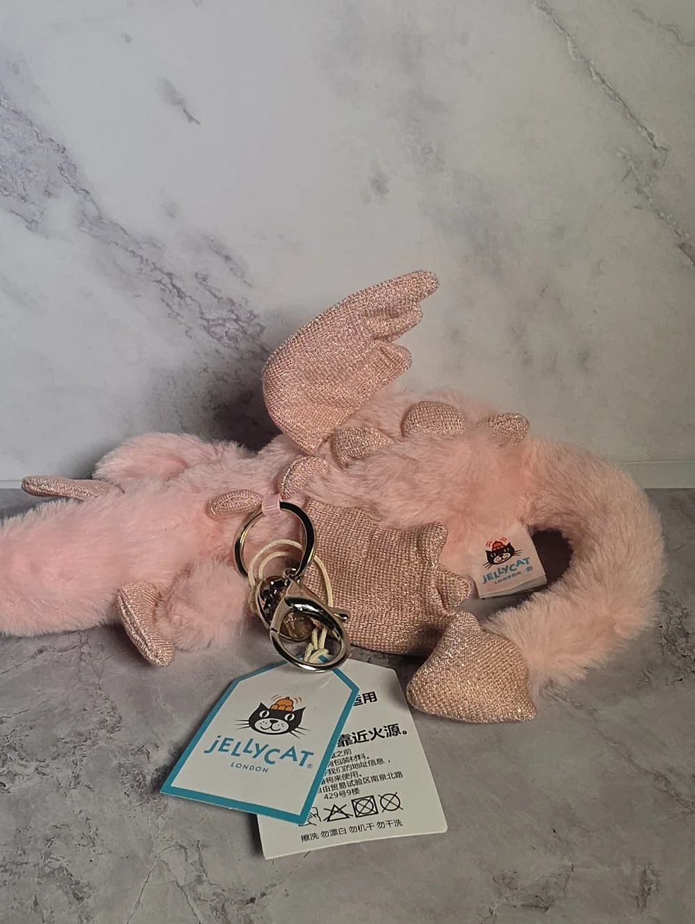 Jellycat Pink Plush Keychain - Soft Pink Bunny Charm
